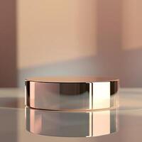 A round object sitting on a table with a reflection photo
