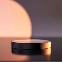 A black object on a table with a sun in the background photo