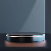 A black circular object on a table photo
