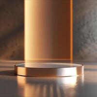 A round table with a light shining on it photo