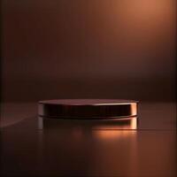 A round object on a table with a dark background photo