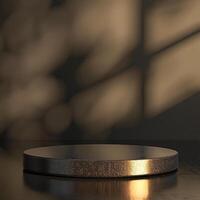 A round table with a light shining on it photo