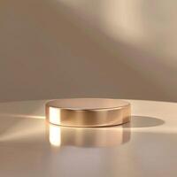 A golden round object sitting on a table photo