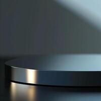A round table with a silver surface photo
