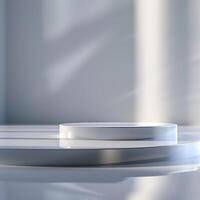 A white table with a white surface and a light source photo