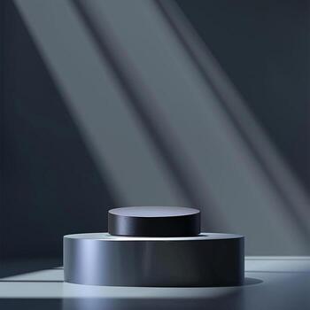 An empty podium in front of a window with light coming in photo