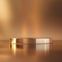 3d render of a round podium on a shiny surface photo