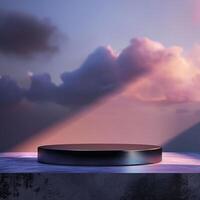 An empty podium with a spotlight shining on it photo