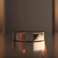 A round object sitting on a table with a light shining on it photo