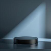 A black round table with a spotlight on it photo
