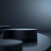 A black object on a table with a dark background photo