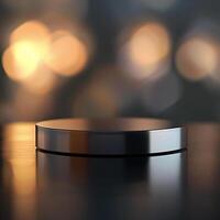 A black and silver object on a table photo