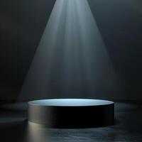 An empty podium with light shining from the top photo