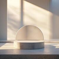 A white circular object sitting on a concrete floor photo