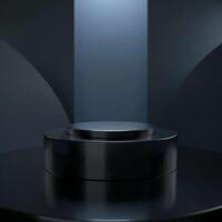 Black podium with spotlight on top of it photo