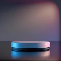 A round object on a table with a light behind it photo