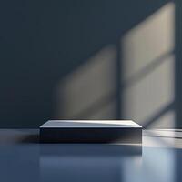 An empty white box sitting in front of a window photo