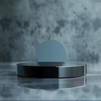 A black object on a table with a gray background photo