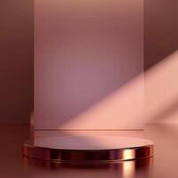 3d render of a round podium on a pink background photo