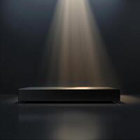 An empty stage with a spotlight shining on it photo