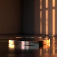 A round table with a light shining on it photo