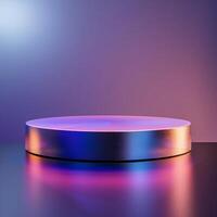 A round table with a colorful light on it photo