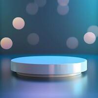 An empty round table with a light on it photo