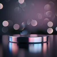 A shiny metal object on a table with a blurred background photo