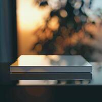 A white box sitting on a table photo