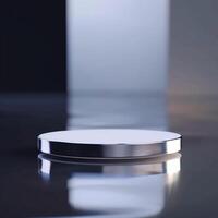 A white object sitting on a table in front of a black background photo