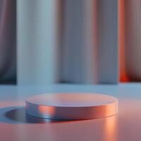 3d render of a round podium on a white table photo