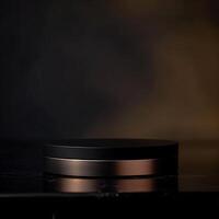A black and gold box sitting on a table photo