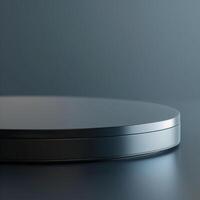 A black circular object on a table photo