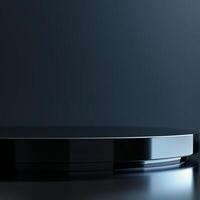 A black table with a circular top on it photo
