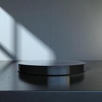A black round object on a counter top photo
