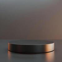 An empty black round table on a table photo