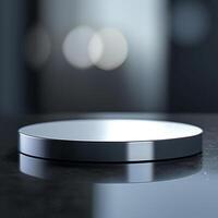 A round object on a table with a blurry background photo