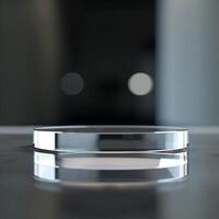 A glass table with a reflection of the table photo