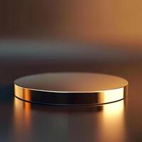A round object on a table with a golden shine photo
