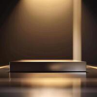 A black box sitting on a table in front of a light photo