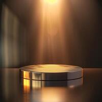 A podium with a spotlight shining on it photo