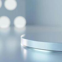 A white circular object on a table photo