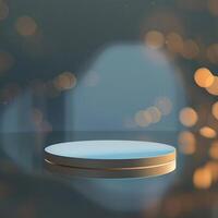 An empty round table with a light on it photo