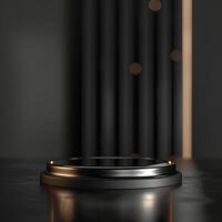Black and gold podium with a light on it photo