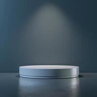 Round podium with spotlight on dark background 3d render photo