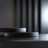 A black table with two black rings on it photo