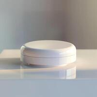 A white object sitting on top of a table photo