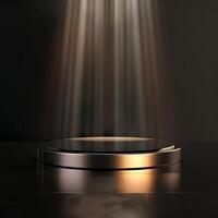 A podium with light shining from the top photo