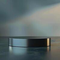 A black round object sitting on a table photo
