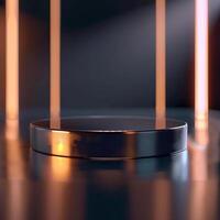 A black round table with a spotlight on it photo